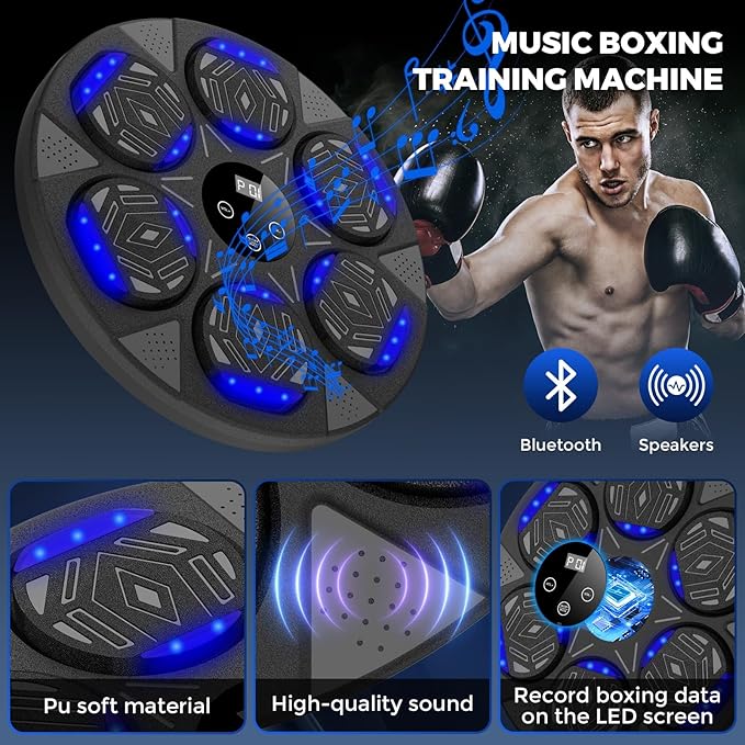 Punching machine with integrated music for dynamic workouts
