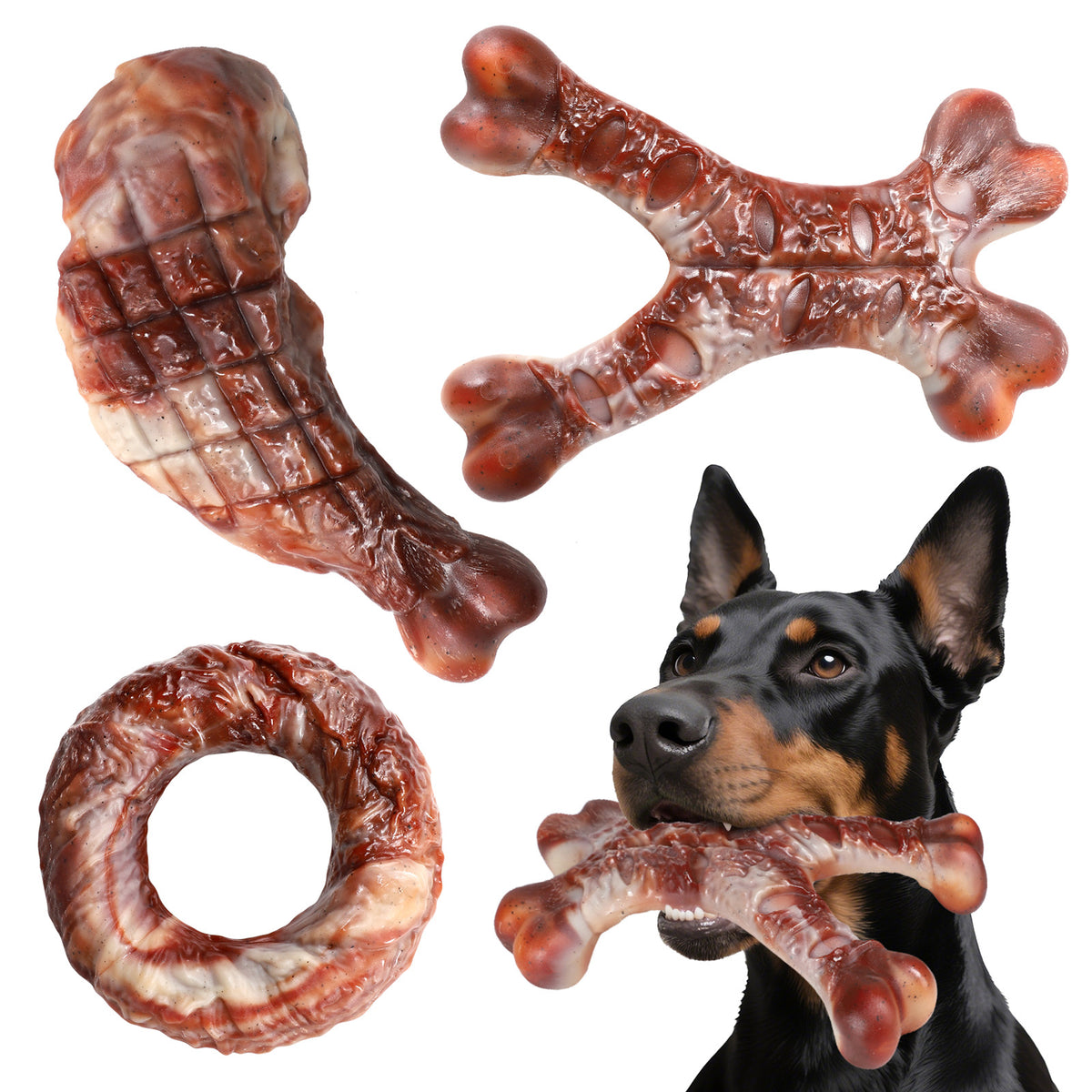 Puppy and dog chew toy set for supervised play sessions