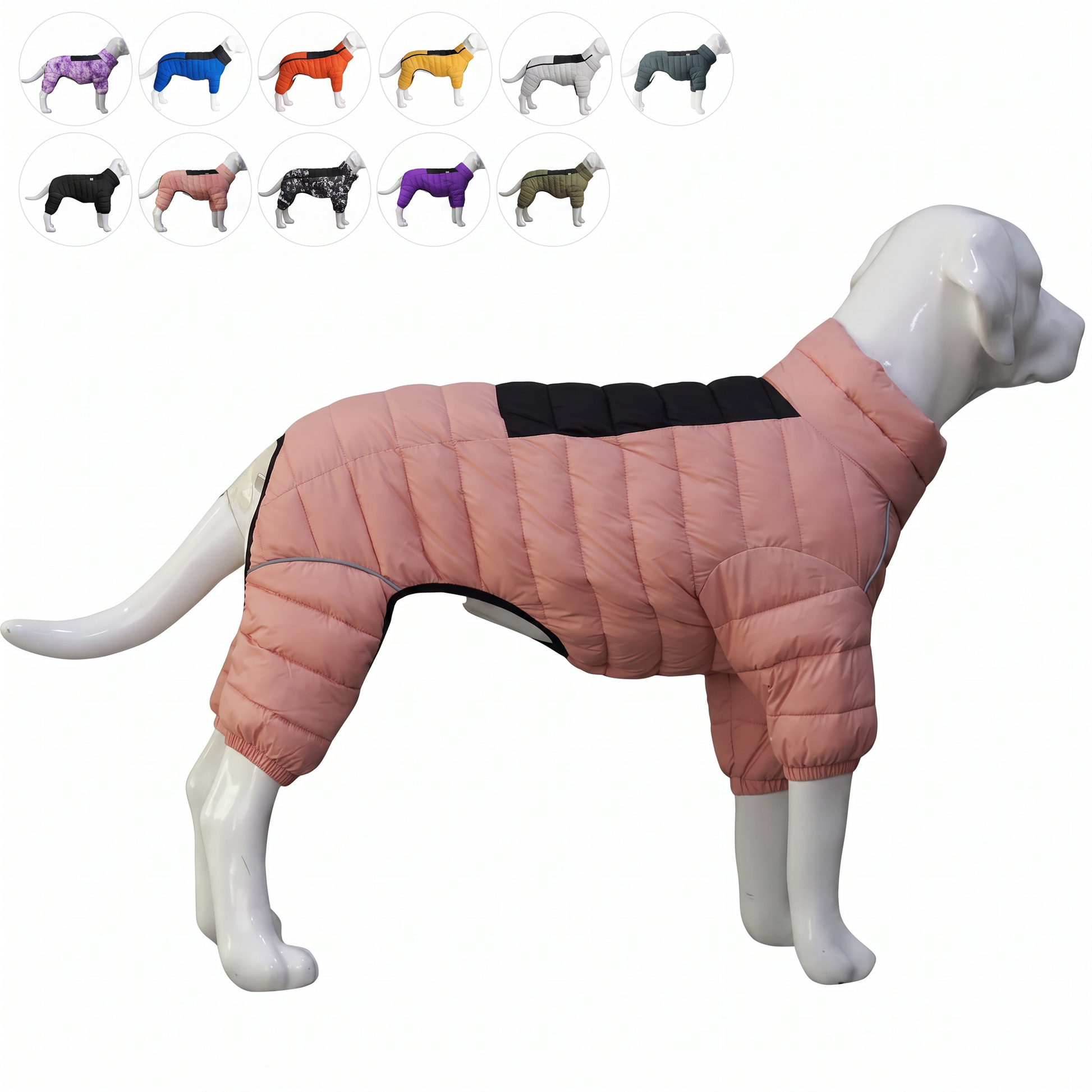 Purple Dog Winter Jacket With Reflective Details And Zipper Closure