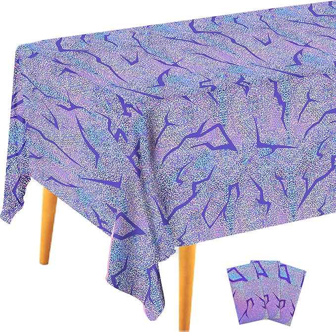 Purple fantasy party tablecloth 3 piece set for birthday decoration