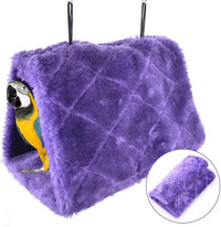 Purple hanging bird hammock suitable for small birds and small pets during supervised indoor cage use.