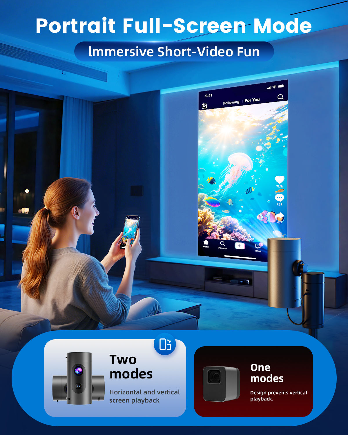 Q8 Projector Supporting 1080P Resolution For Clear Digital Content Viewing