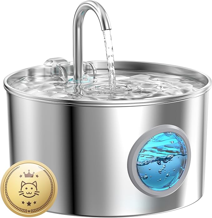 Stainless Steel Cat Water Fountain 2.2L Automatic Drinking Fountain for Cats