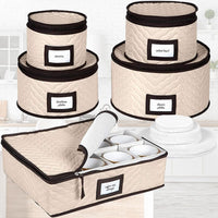 Quilted dinnerware storage boxes for plates mugs and glasses