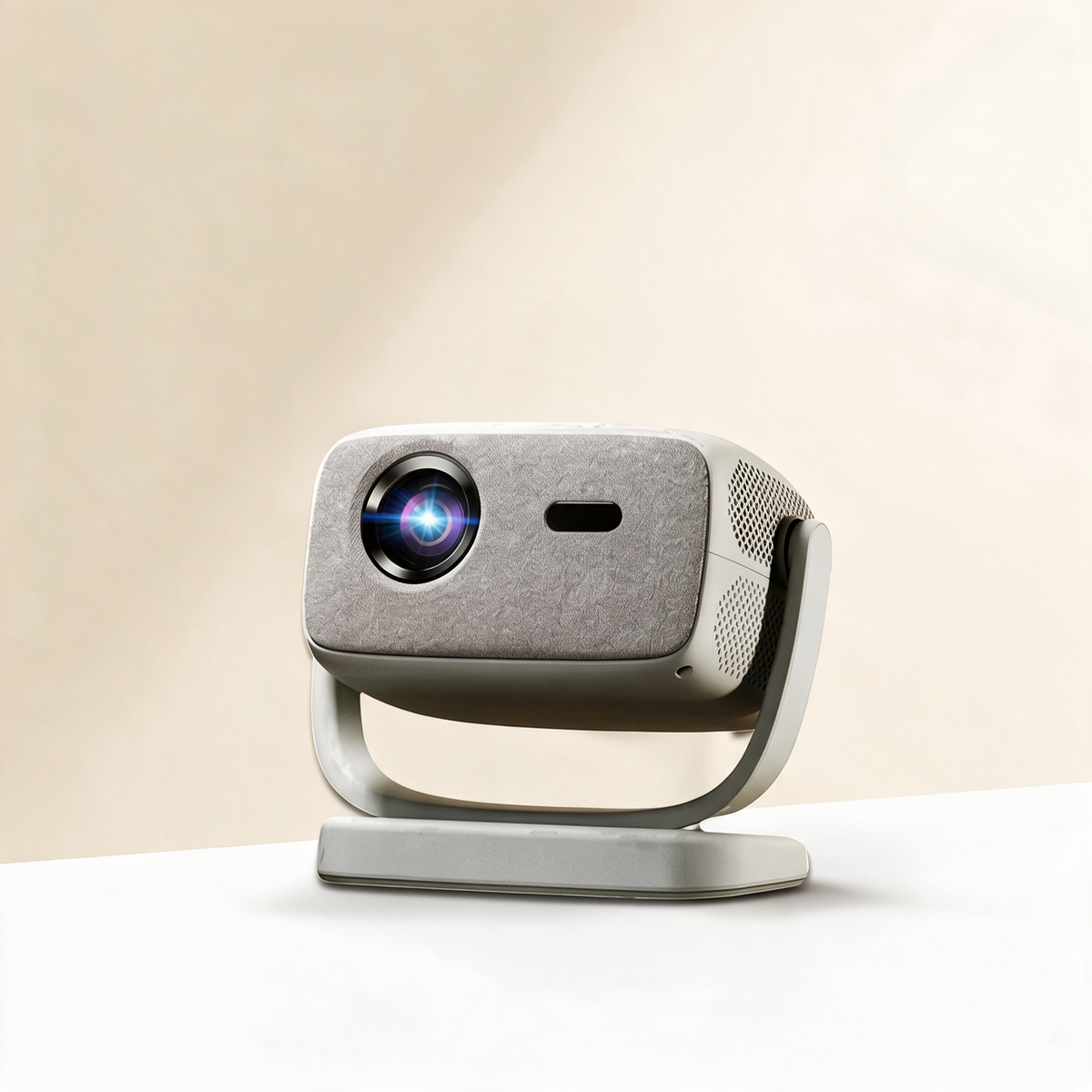 R-8 1080P home projector with cloth-wrapped exterior