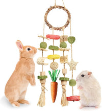 rabbit chew toy hanging rattan ring with snacks