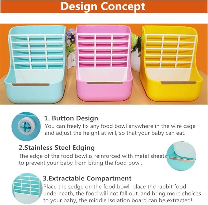 Front view of a feeding set for rabbits and guinea pigs