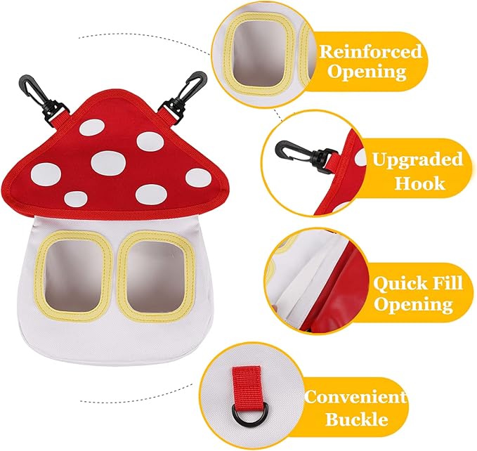 Front view of a fabric hay feeder bag for rabbits