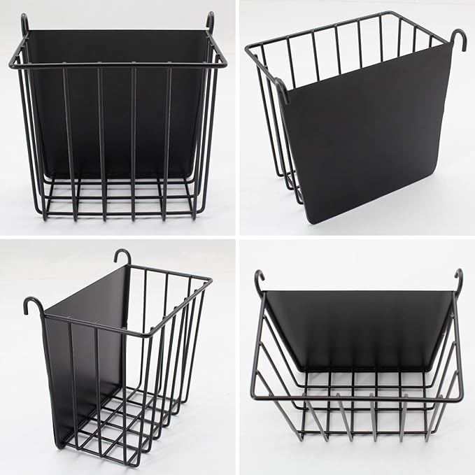 Side view of a metal hay holder for rabbits
