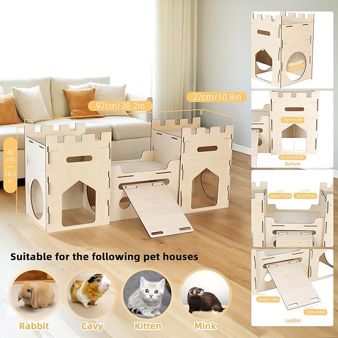 Rabbit Multistory Hideout House with Climbing Tower and Ventilation