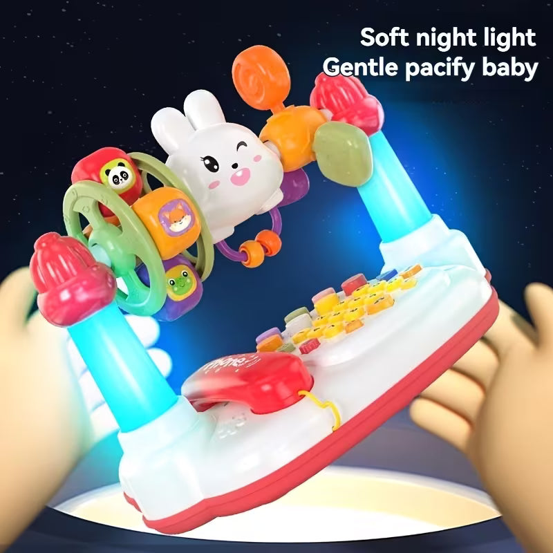 Rabbit piano music phone toy with sensory learning features for preschool playtime