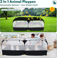 Rabbit Playpen with Breathable Mesh and Detachable Bottom for Easy Cleaning