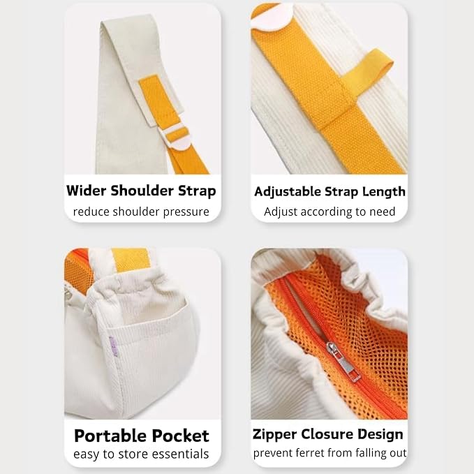 Rabbit, Puppy, and Kitten Sling Carrier with Soft Fabric and Hands-Free Design