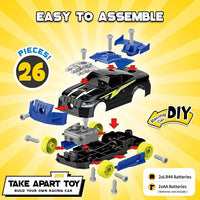 racing car toy with electric drill lights and sounds