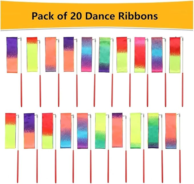 Rainbow ribbon dancing wands for girls’ birthday parties and gymnastics games