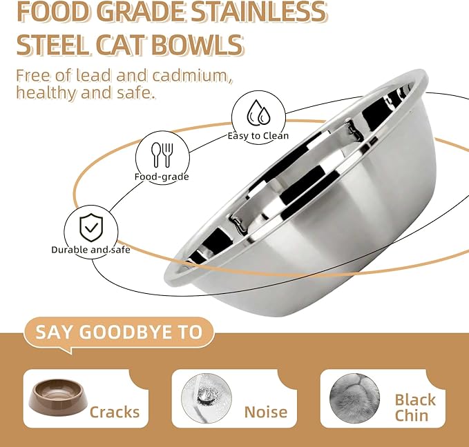 Raised Cat Food and Water Bowl Set for Indoor Cats with Splash Proof Design