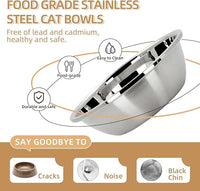 Raised Cat Food and Water Bowl Set for Indoor Cats with Splash Proof Design