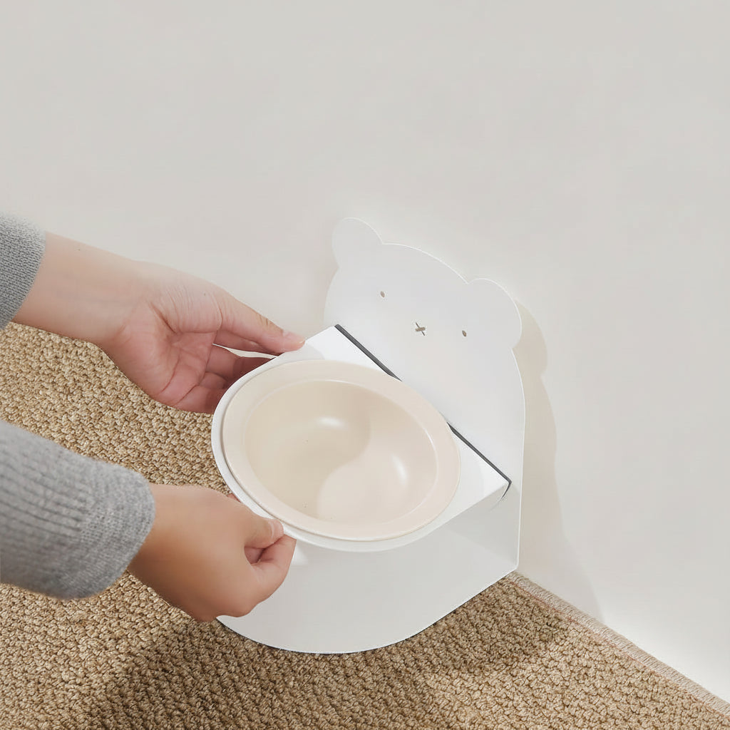 Raised Ceramic Cat Bowl with High Foot Design