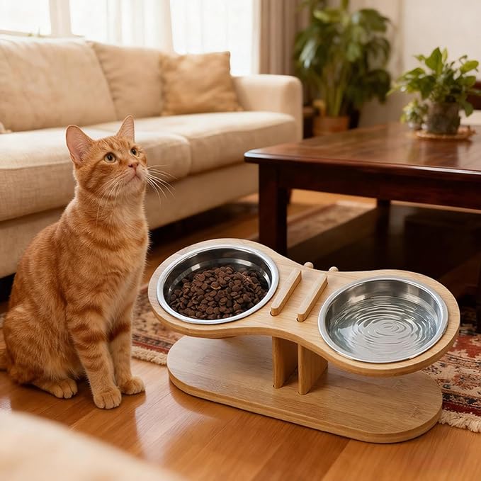Raised Pet Bowls with Stable Feeding Stand
