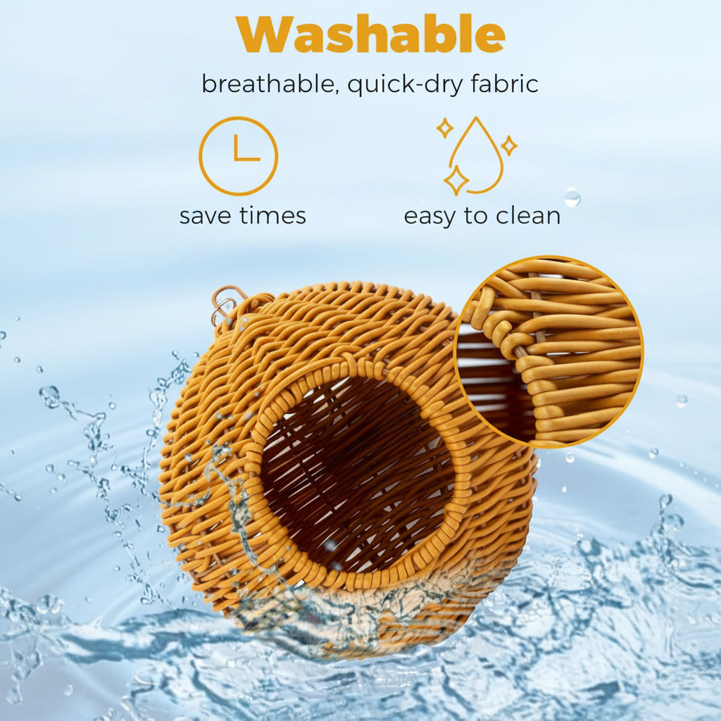 Rattan Bird House Hanging Accessory For Pet Birds