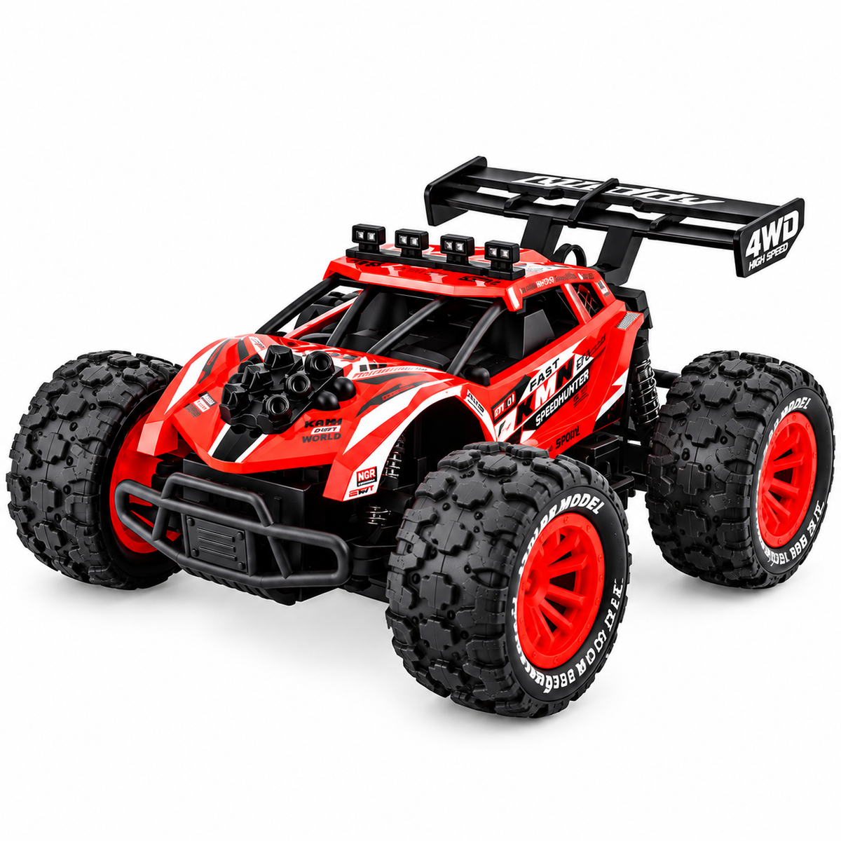 RC climbing car navigating small obstacles during an outdoor driving activity.