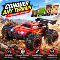 RC monster truck featuring a racing-inspired model vehicle body.