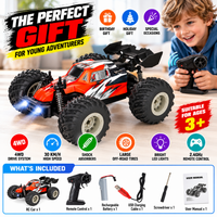 RC off-road truck displayed alongside its compatible remote controller.