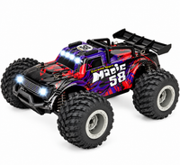 RC racing car positioned alongside its handheld remote controller.