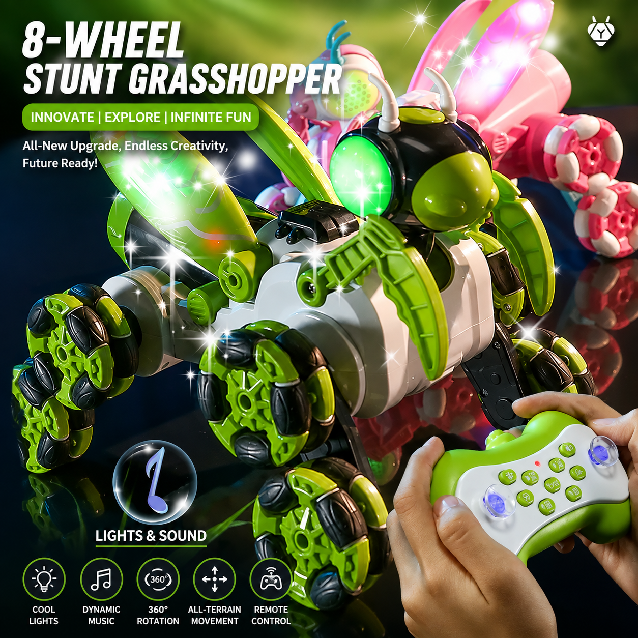 RC stunt car designed for indoor and outdoor play