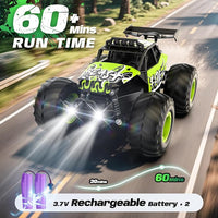 Rechargeable all terrain RC car with large monster truck wheels