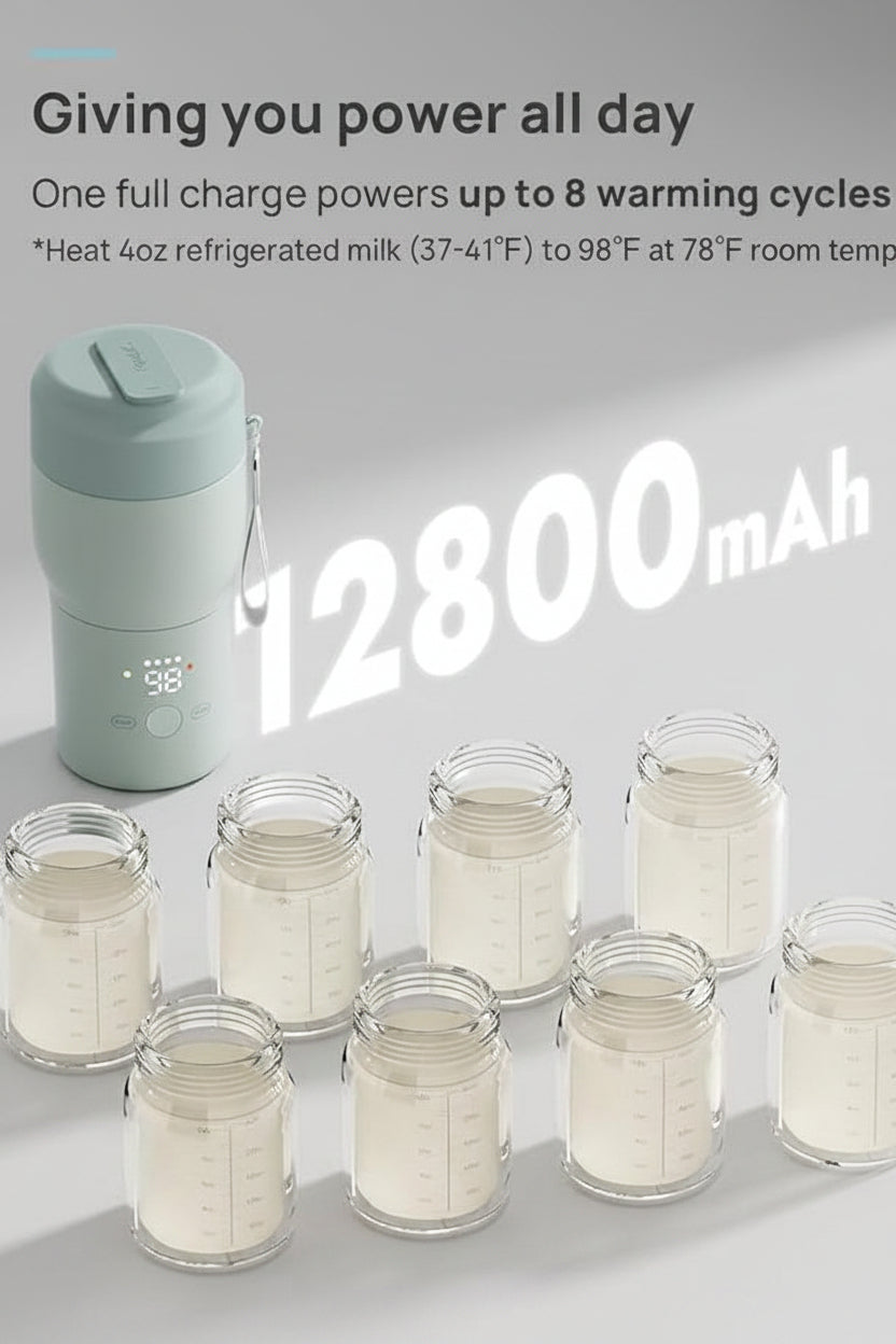 Rechargeable portable milk warmer for compatible baby bottles