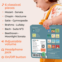 Rechargeable baby music book with USB-C charging feature
