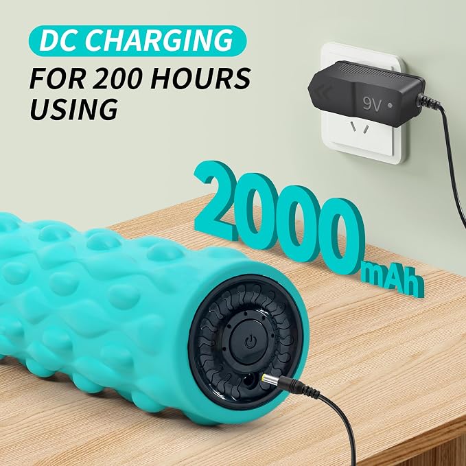 Rechargeable foam roller for controlled back rolling exercises.