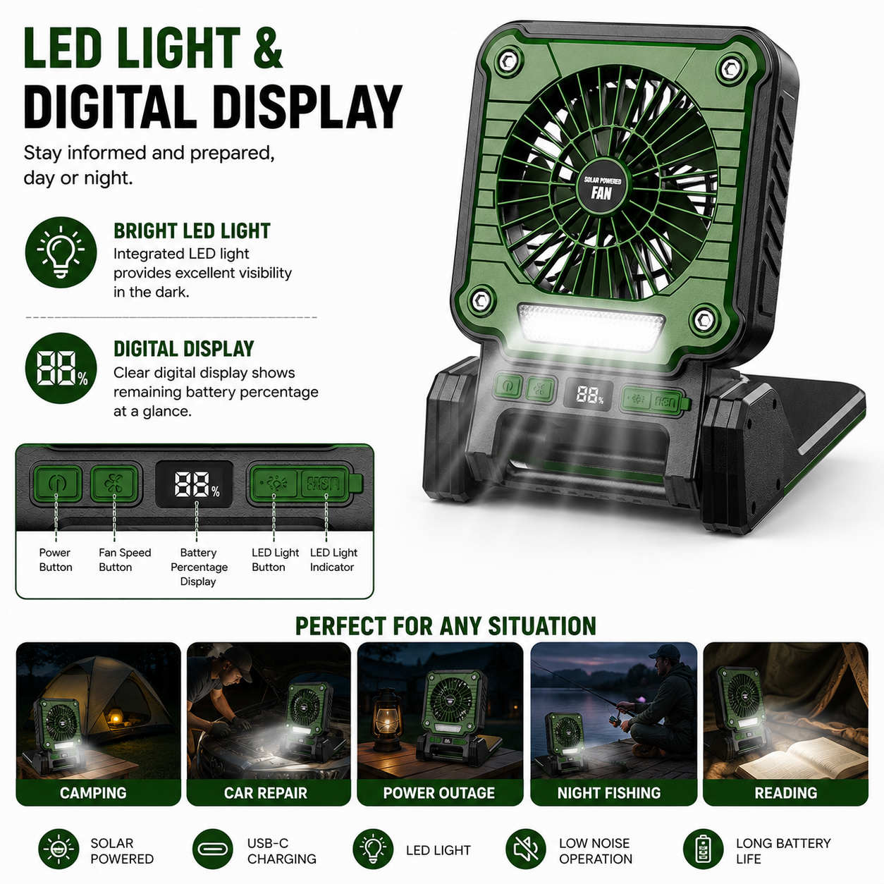 Rechargeable Camping Fan with Portable Outdoor Design