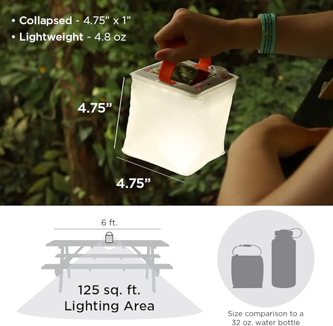 Rechargeable inflatable lantern for camping, hiking, and emergencies