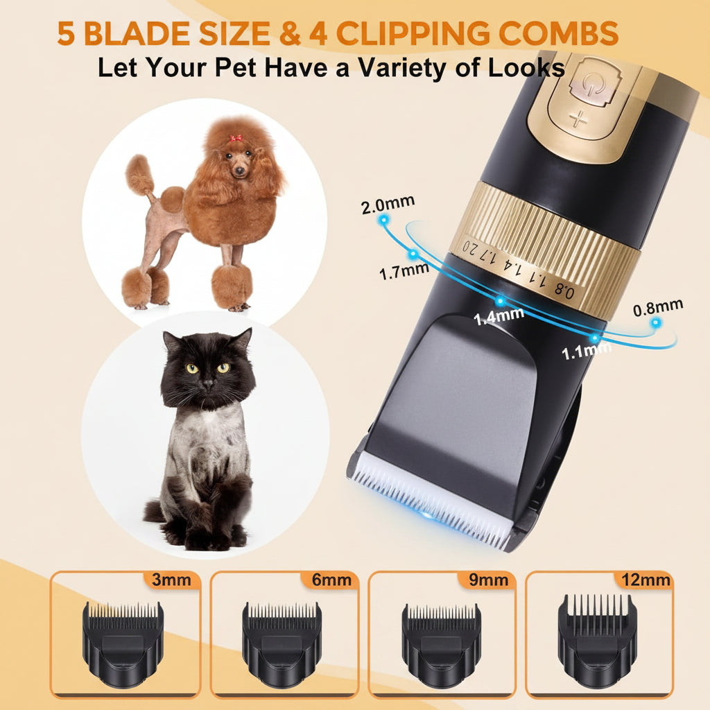 Rechargeable Dog and Cat Hair Trimmer with Adjustable Blade