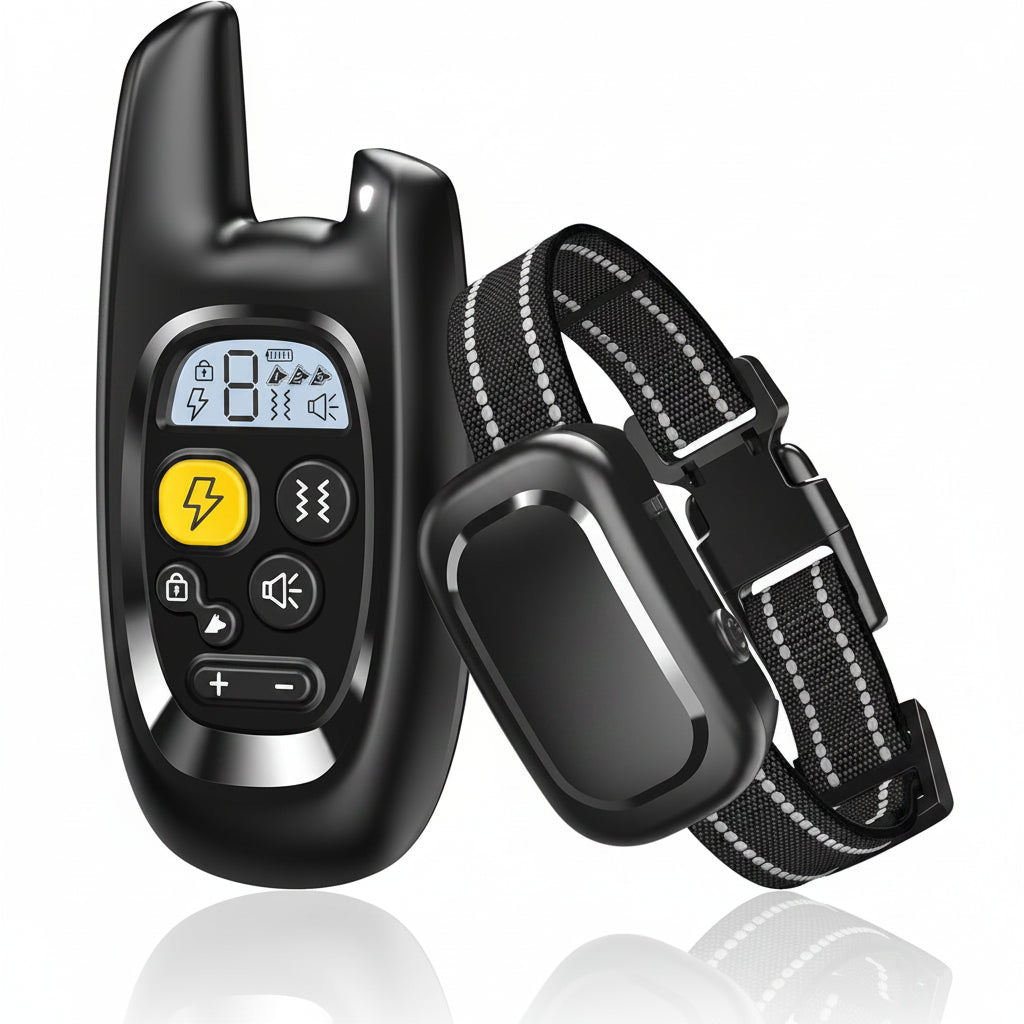 Rechargeable dog collar accessory with handheld setting device