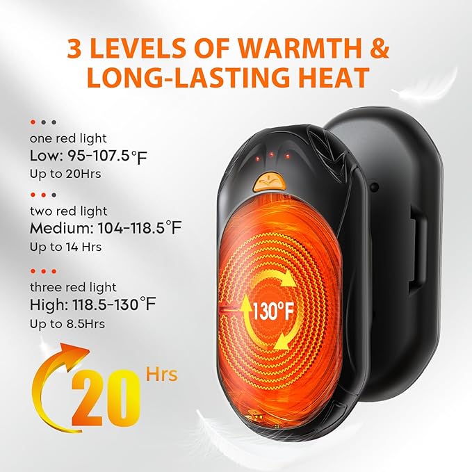 Rechargeable hand warmers with USB charging and adjustable temperature settings