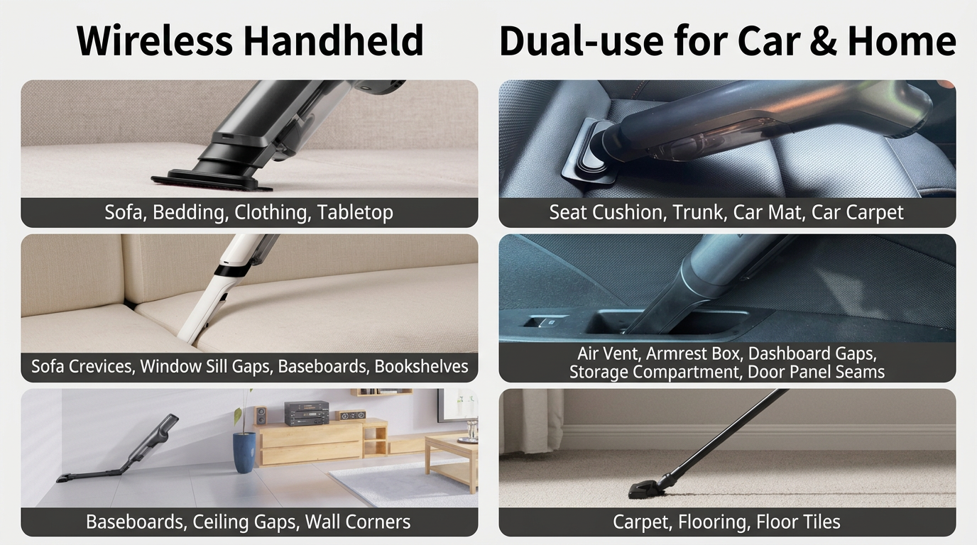 Rechargeable portable vacuum cleaner for home use