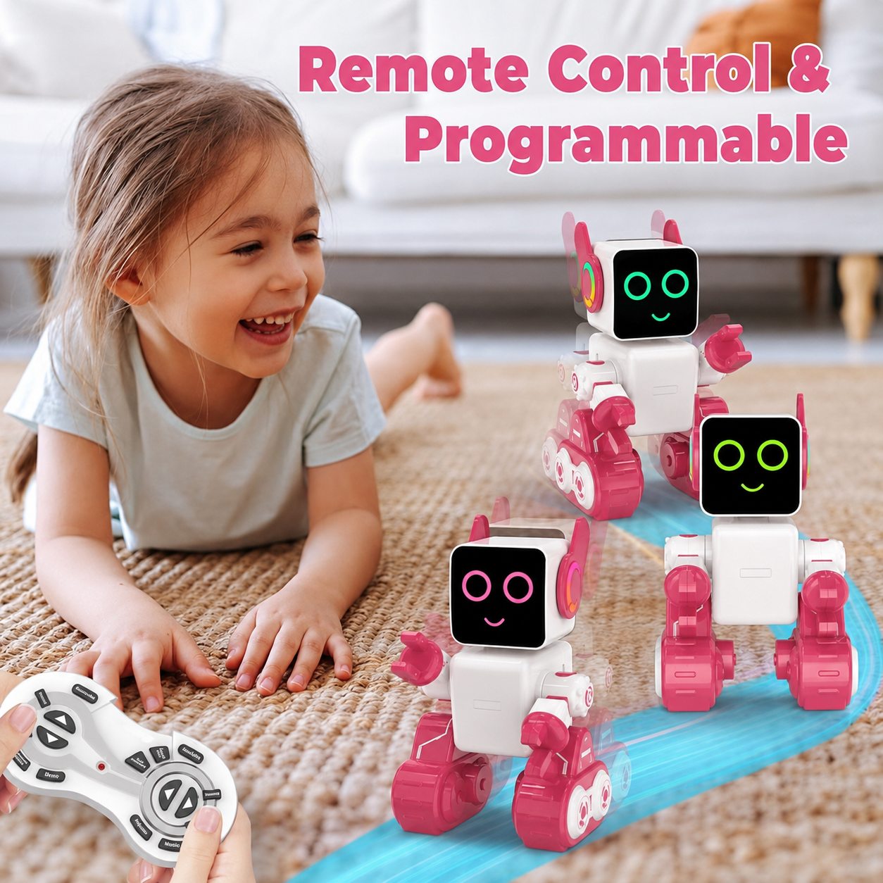 Rechargeable interactive robot toy with USB charging cable