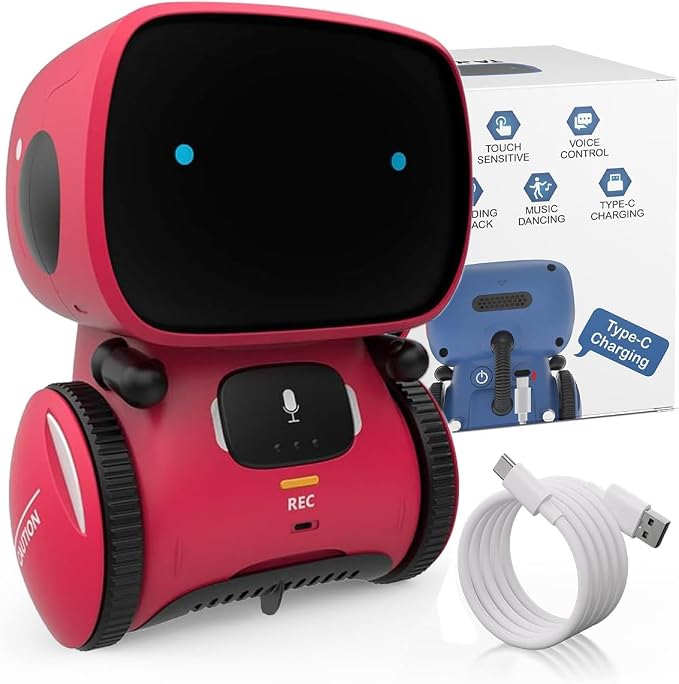 Rechargeable robot toy for kids with touch and voice control