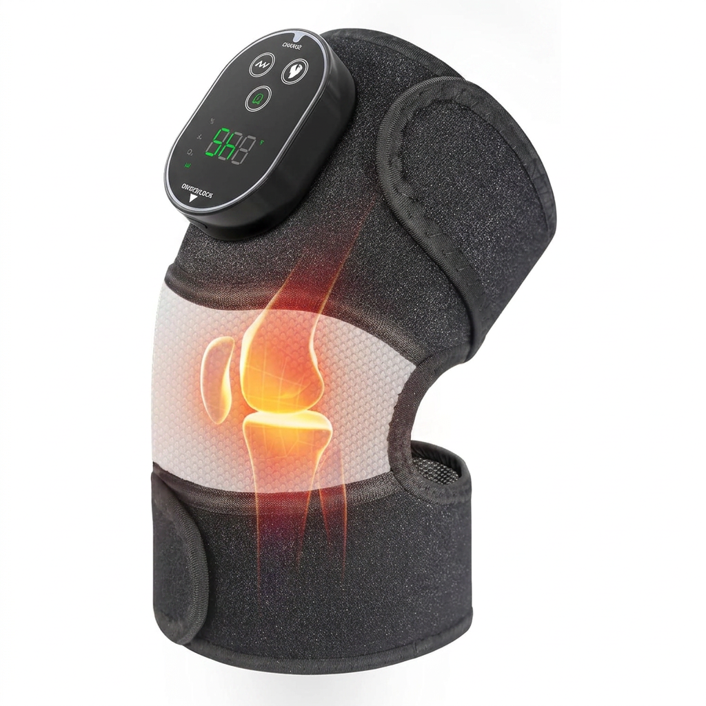 Rechargeable knee and joint area massager with wearable design front view