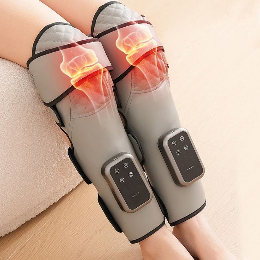 Rechargeable knee massager featuring integrated button controls
