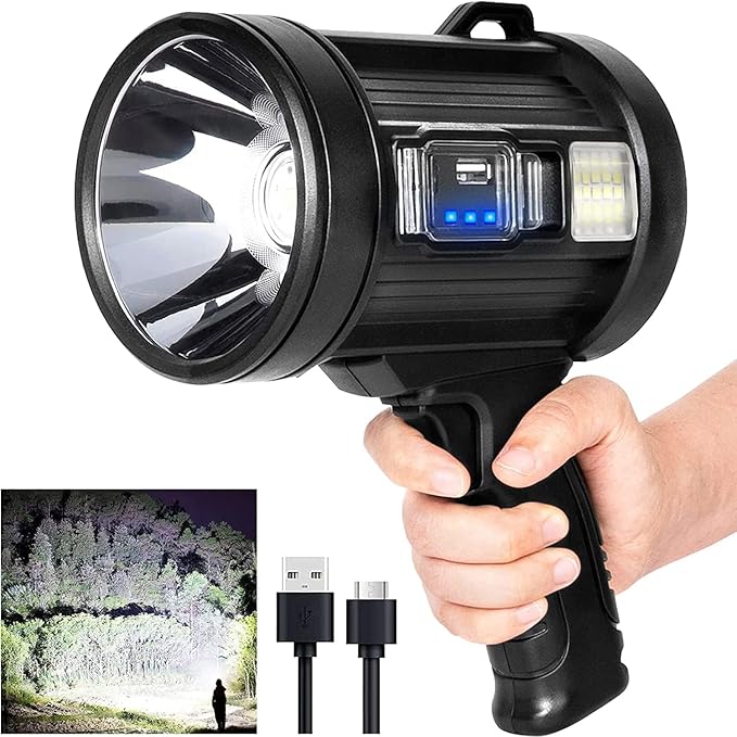 Rechargeable LED Spotlight 2000000 Lumens for Outdoor Use