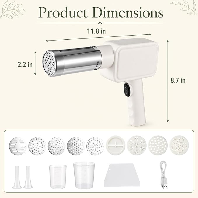 Rechargeable noodle maker for homemade pasta preparation