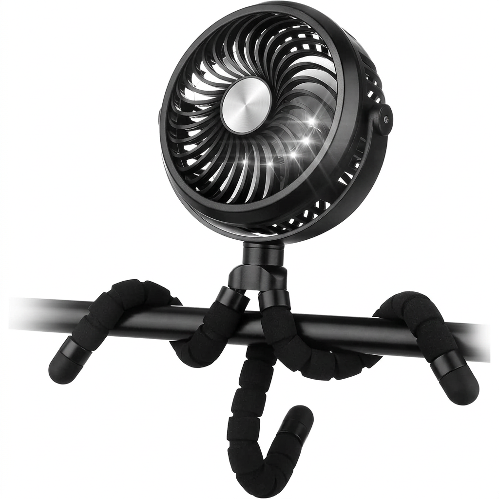 rechargeable clip on stroller fan attached to pram for baby cooling