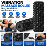 Rechargeable vibration massage roller designed for cordless fitness use.