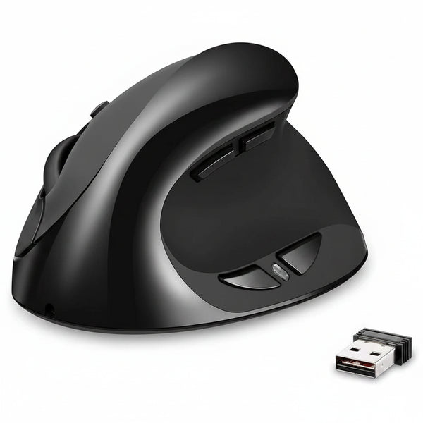 Rechargeable Wireless Vertical Mouse with USB Receiver, 6 Buttons and Adjustable DPI
