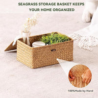 Rectangular seagrass storage boxes for home organization