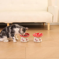 Red Ceramic Pet Feeding Bowl for Cats and Dogs